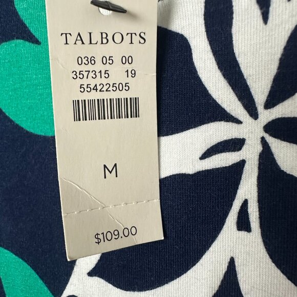 Talbots Dress sz M maxi Blue Jersey Knit Sleeveless Floral Botanical NEW - Picture 3 of 6